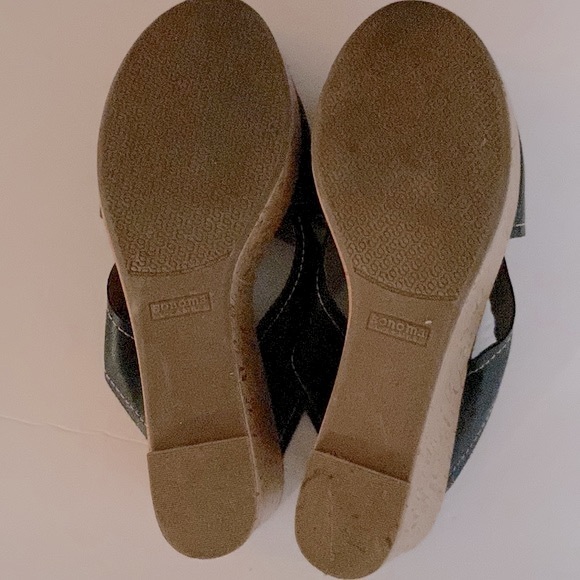 Sonoma Life& Style women’s black wedge slip on sandals, cork style 3” heel-8.5 🌹 - Picture 7 of 9